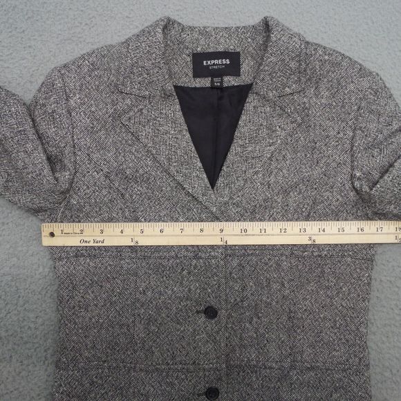 Express Blazer Women Small Gray Career Office Single Breast Textured Jacket - Picture 5 of 11